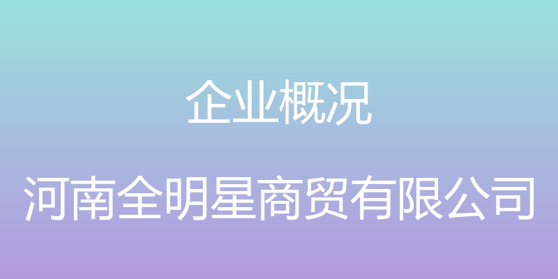 企业概况 - 河南全明星商贸有限公司